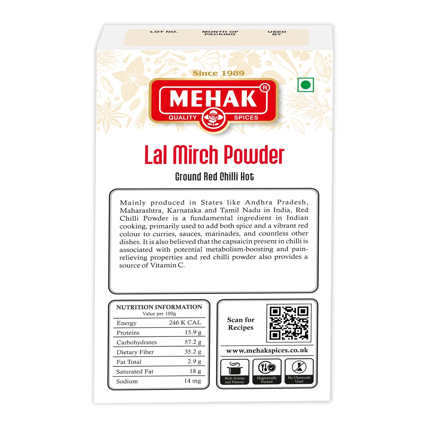Lal Mirch Powder (Ground Red Chilli Hot)